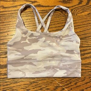Lululemon White lavender Camo Energy Bra size 4 EUC